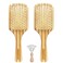 Bamboo Hair Brush with Cleaner Tool for Women Men Thick Curly Hair, Bamboo Bristle Large Wood Paddle Detangling Brush Helps Hair Growth, Enhance Shine &amp; Health, Massaging Scalp - 2 Pack