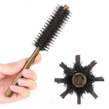 PERFEHAIR Small Round Hair Brush with Boar &amp; Nylon Bristle, 1.4 Inch, Mini Rolling Circular Hairbrush for Blow Drying, Curling, Styling Fine, Thin, Short Hair, Bangs, Beard