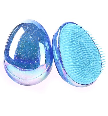 Detangling Brush, Hair Brush Portable Travel, Glitter Egg Shape Anti Static Knots, Air Cushion Massage Detangler Brush for Curly Long Thick Dry Wet Frizzy Damaged Hair Adults Kids