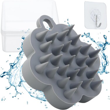 Silicone Scalp Massager Shampoo Brush, Hair Scrubber with Soft Silicone Bristles,Scalp Brush/Exfoliator for Dandruff Removal &amp; Hair Growth Stimulator,Wet Dry Scalp Brush for Scalp Care(Dark Gray)