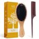Boar Bristle Hair Brush - Boar and Nylon Bristles for Women Men Kids Smoothing Detangling - Wooden Hairbrush with Plastic Tail Comb for Long Thick Curly Hair