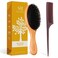Boar Bristle Hair Brush - 100% Soft Natural Bristles for Women Men Kids Restore Shine and Fine - Wooden Hairbrush with Plastic Tail Comb for Short Thin Dry Hair