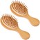 Wooden Hair Brush, 2 Pcs Mini Natural Bamboo Hair Brush for Hair Growth Portable Travel Detangling Hair Brush Scalp Massager Brush for Women Men All Hair Types Thick Thin Curly Straight Wet Dry Hair
