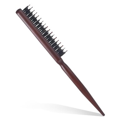 Teasing Brush for Fine Hair, Boar Bristle Teasing Brush Hair Teasing Comb with Rat Tail Handle Wood Handle Slick Back Comb Nylon Bristle Styling Brush for Women Rat Tail Handle Comb(1PCS)