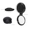 Travel Folding Hair Brush, 2 Pack Round Mini Brush with Mirror, Compact Massage Comb, Portable Styling Tools for Women (Black)