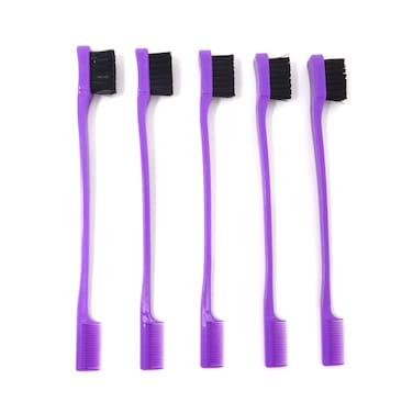 Honbay 5PCS Double Sided Edge Brushes 2 In 1 Edge Control Hair Brush Comb Combo (Purple)