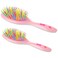 OneDor Rainbow S-Curve Ball tipped Air Volume Paddle Hair Brush with Flexible Cushion Base for Hair   Detangling Comb (2 Set - Pink)