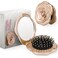 Folding Hair Brush, Mini Pocket Travel Mirror Brush Easy to Carry for Small Spaces Nylon Brush/Comb/HairBrush for Women Men's Any Hairstyles Hair and Beards Wet Dry Hair Restore Shine, Champagne