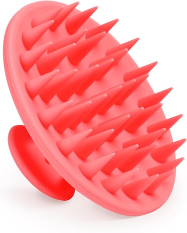 Silicone Scalp Massager Shampoo Brush, Scalp Brush for Hair Growth &amp; Dandruff Removal, Hair Scrubber Scalp Stimulator Exfoliator Brush with Soft Bristles for Wet Dry Scalp Care (Rose Red)