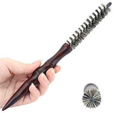 PERFEHAIR Small Round Hair Brush for Short Hair, Mini Boar Bristle Brush for Blow Drying - 0.7 Inch Diameter