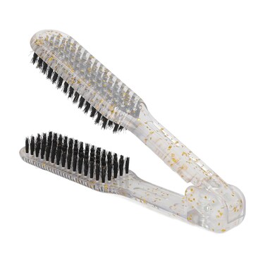 Hair Straightening Comb Styling Tool, Double Sided Brush Clamp Ergonomic Handle Anti Static Nylon Clamp Hair Brush, Splint Brush Transparent for Hair Styling