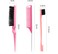 Pink,Set 3 Pcs. slick back hair brush with Edge Brush, styling comb for kids for middle part，Rat Tail Comb, Teasing Brush Set for Smoothing brush Baby Hair