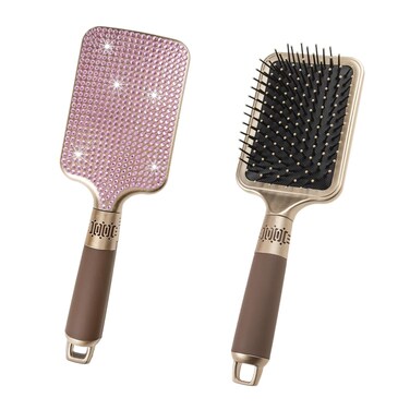 Fshion Handmade Massage Air Cushion Pink Crystal Paddle Brush,Premium Bling Hair brush,Rhinestone Detangle Hair Comb For Women