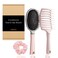 Detangler brush - curved vented hair brush for detangling hair types wavy, matted, curly hair. paddle brush for blow drying, cepillos para cabello (Set Pink, Combo)