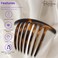 Parcelona French Twist Large Shell Brown 7 Teeth Large Celluloid Acetate Set of 3 Hair Side Combs