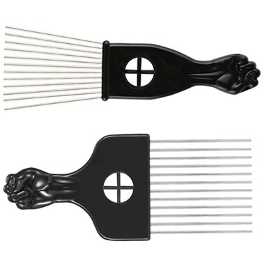 2 Pcs Large Afro Hair Pick Combs for Women and Men - Hard Plastic, Oil Infused for Lifting and Styling Curly, Natural Hair