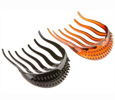 UPSTORE Hair Accessory Hair Comb, 2PCS Heightening Ponytail Insert for Hairstyle Styling Beauty Tool, Plastic, Black, Brown