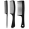 Patelai 3 Pcs Wide Tooth Detangling Hair Comb Detangling Hair Comb Hair Styling Comb Set, Carbon Fiber Cutting Comb Anti Static Heat Resistant Comb for Women Curly Straight Long Hair, Black (Elegant)