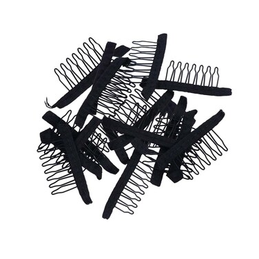 40pcs Stainless Steel Wig Hair Combs, Black Color Tooth Comb for Wig Caps Hair Extensions, 7-Teeth Wip Comb for Hairpiece Caps