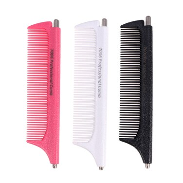3 Pcs Rat Tail Comb Steel Pin Rat Tail Carbon Fiber Teasing Combs Retractable Pintail Combs for Salon Hair Stylist White Black Red