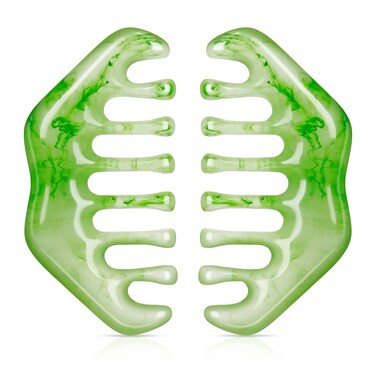 Geiserailie 2 Pieces Jade Combs Massage Stone Hair Gua Sha Scraping Scalp Comb Facial Massage Tool Multifunctional Handheld Head Tools Head Caring Therapy Mother's Day Gift(Elegant Style)