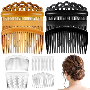 12Pcs French Hair Combs for Women Decorative Hair Comb Clips Plastic French Side Comb French Twist Combs for Girls Women Bridal Wedding Veil Comb(11/15/17/23 Teeth)