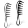 Wide Tooth Comb, 2 Pcs Large Tooth Combs Shark Teeth Hair Combs Curl Comb Durable Plastic Hair Combs Hairstyle Tool for Curly Wet Wavy Hair Wigs (Black, Grey)