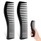 All-Purpose Hair Grooming Set - 2 Pack Double-Sided Barber Combs, 7.2 inch Plastic for Men &amp; Women - Wide &amp; Fine Tooth for Professional Hairstyling (Black)
