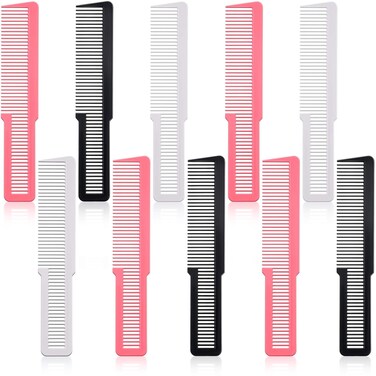 10 Pieces Hair Styling Comb Set - Fine Tooth Comb, Barber Comb, Clipper Comb for Home and Salon Use (Black, White, Pink)