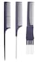PERFEHAIR Teasing Comb for Fine Hair, (3-pack) Rat Tail Backcombing Volumizing Parting Wave Combs Tools for Women with Metal Pick