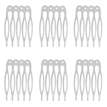 Honbay 50PCS 5 Teeth Metal Hair Combs Hair Side Combs Hair Clip Combs Twist Combs Wedding Bridal Veil Combs Wig Combs Headpieces Accessories Combs Updo Bun Chignon Hair Styling Accessories