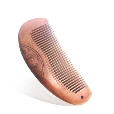Anti-Static Peach Wood Comb with Fine Tooth &ndash; Wooden Comb for Women, Gentle Scalp Massage &amp; Smooth Styling for Curly/Thick/Straight Hair