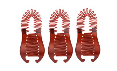 Fodattm 3PCS Women Stretch Flexible Hair Combs Tooth Headband Interlocking Banana Clip Clincher Two Sides Hair Comb Elongated Ponytail Holder Hair Styling Tool (Coffee)