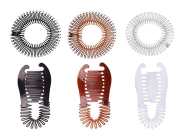 Set of 6 Women Lady Stretch Flexible Hair Combs Headband Interlocking Banana Clip Clincher Elongated Ponytail Holder and Full Circle Hair Comb Hair Hoop Hair Clip Spring Head Band with Deep Teeth