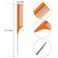 3 Packs Rat Tail Comb Steel Pin Rat Tail Carbon Fiber Heat Resistant Teasing Combs with Stainless Steel Pintail (Orange)