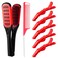 Honeydak Hair Straightening Brush, Boar Bristles, Double Side Style, with 5 Pieces Alligator Hair Clips, Pin Rat Tail Comb for Hair Styling (Red Comb)