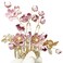 Pink Flower Hair Accessories Set 4pcs Bridal Floral Rhinestone Pearl Gold Leaf Vine Hair Combs Pins Pieces for Wedding Prom