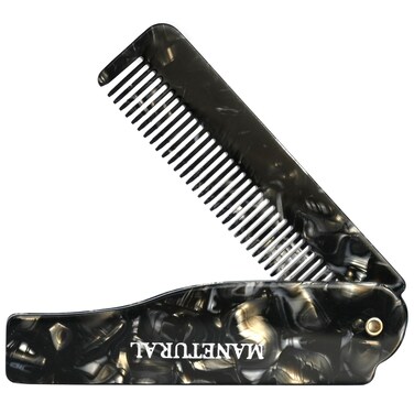 80L Pocket Comb Fine Tooth Comb - 6.4" Beard Care or Mustache，Grooming Comb for Men，Hair Comb for Women and Kids, Handmade Saw Cut Hand Polished. (Shiny Black, 1PACK)