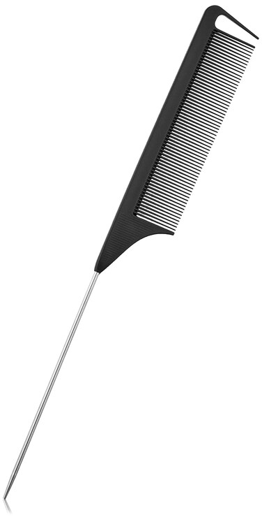 Carbon Fiber Rat Tail Comb, Plastic, Carbon Fiber, Metal End For Styling, Accurate Parting, Black, Heat Resistant, Comfy Grip, Durable, Sleek Look, Detangling, Portable