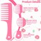 3PCS Pink Wide Tooth Comb for Wet Hair, Mini Hair Combs Set Detangling Comb, Wide Tooth, Fine Tooth, Parting Rat Tail, Hair Styling Comb for Wet Wavy Curly Thick Hair, Women and Men