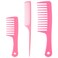 3PCS Pink Wide Tooth Comb for Wet Hair, Mini Hair Combs Set Detangling Comb, Wide Tooth, Fine Tooth, Parting Rat Tail, Hair Styling Comb for Wet Wavy Curly Thick Hair, Women and Men