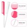 2Pcs Retractable Rat Tail Comb for Parting,Protable Fine Tooth Teasing Comb for Styling,Long Steel Pin Rat Tail Comb for Women Girls Hair Styling(Pink+White)