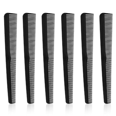 6 PCS Premium Carbon Fiber Barber Combs, Taper Comb Carbon Fiber Combs for Men Fine Tooth Comb Salon Hairdressing Comb Styling Comb Heat Resistant Parting Comb for Men, Women and Hair Stylist Use