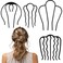 4 Pcs French Twist Hair Tool Metal French Twist Hair Pin U-Shape French Twist Hair Comb French Twist Hair Clip French Twist Hair Bun Maker Side Combs Hair Styling Tool Accessories for Women Girls