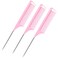 Rat Tail Combs 3PCS, Parting Combs for Braiding Hair Carbon fiber heat-resistant anti-static, for Sectioning, Parting, Styling Hair (Pink)