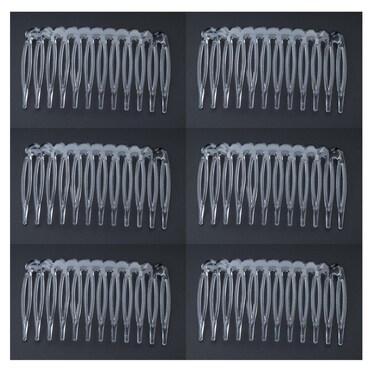 6 Pcs 12 Teeth Hair Side Combs 6.8 x 3.8 cm Tortoise French Twist Hair Barrettes Accessories for Women Girls Fine Thin Thick Long Hair Wedding Bridal Parties (Clear)