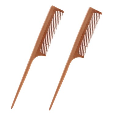 Pokinge 2Pcs Wooden Rat Tail Comb Pointed Tail Natural Wood Comb Anti-Static Rat Tail Combs With Handle Hair Care Styling Salon Tool For Women Men
