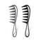 2Pcs Wide Tooth Combs, Large Tooth Shark Teeth Hair Hairstyle Tool for Curly Wet Wavy Thick Hair Wigs Barber Salon, Women Men (Black, Grey)