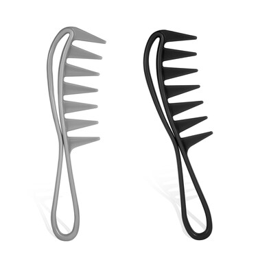 2pcs Wide Tooth Comb for Curly Hair, Plastic Shark Teeth Hair Comb for Brushing Out Curls Hair Tool for Wet Wavy Thick Hair Wig Haircut Salon Women Men