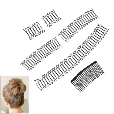Teeth Hair Clip Combs,Metal Hair Side Combs U shaped Hair Finishing Fixer Comb Pins Material All Weather Retention Different Hairstyles for Women (black)